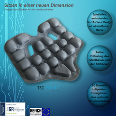 Artikelbeschreibung SoftAirSeat Pro, SoftAirSeat design, Entlastung der Problemstellen, 20 einzelne Luftpolster