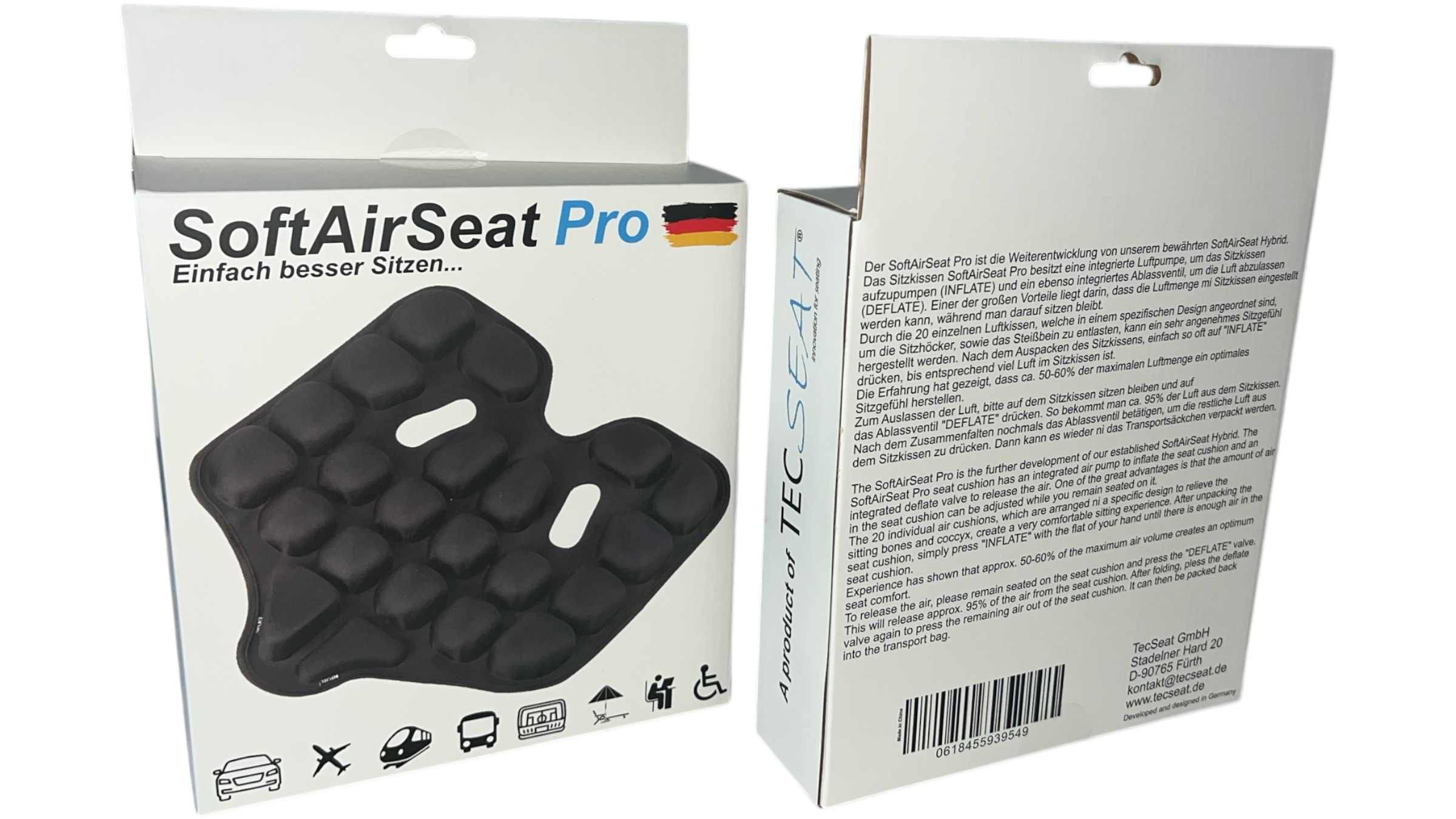 SoftAirSeat Pro – Individuell einstellbares Sitzkissen für schmerzfreies Sitzen!